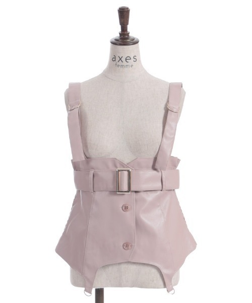 axes femme（アクシーズファム）の「合皮素材ビスチェ（ベスト・レディース・ピンク/ブラック・FREE）」の7枚目の写真