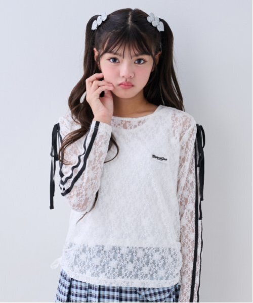 ちゅぶ　sarlit lace Tシャツ　サイズ2 CHUNKY FACTORY タートル 指穴 ロンT レディース トップス