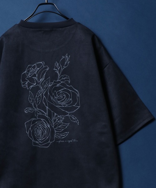 ANPAS(アンパス)の「Faux Suede Flower Embroidery&Back Print T-shirt/フェイクスエード フラワーデザイン 半袖 Tシャツ レディース メンズ(Tシャツ/カットソー・メンズ・ライトグレー/オフホワイト/チャコール・M/L)」の3枚目の写真