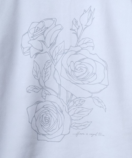 ANPAS(アンパス)の「Faux Suede Flower Embroidery&Back Print T-shirt/フェイクスエード フラワーデザイン 半袖 Tシャツ レディース メンズ(Tシャツ/カットソー・メンズ・ライトグレー/オフホワイト/チャコール・M/L)」の11枚目の写真