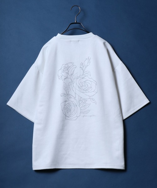 ANPAS(アンパス)の「Faux Suede Flower Embroidery&Back Print T-shirt/フェイクスエード フラワーデザイン 半袖 Tシャツ レディース メンズ(Tシャツ/カットソー・メンズ・ライトグレー/オフホワイト/チャコール・M/L)」の5枚目の写真