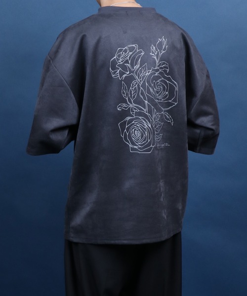 ANPAS(アンパス)の「Faux Suede Flower Embroidery&Back Print T-shirt/フェイクスエード フラワーデザイン 半袖 Tシャツ レディース メンズ(Tシャツ/カットソー・メンズ・ライトグレー/オフホワイト/チャコール・M/L)」の18枚目の写真