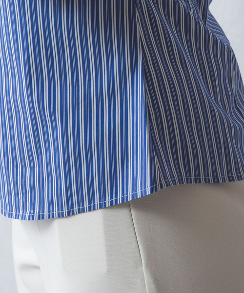 NARACAMICIE（ナラカミーチェ）の「【NARACAMICIE】ストライプクレリック七分袖シャツ（シャツ/ブラウス・レディース・ブルー/ブラック・M/XL/XXL/S/L）」の11枚目の写真