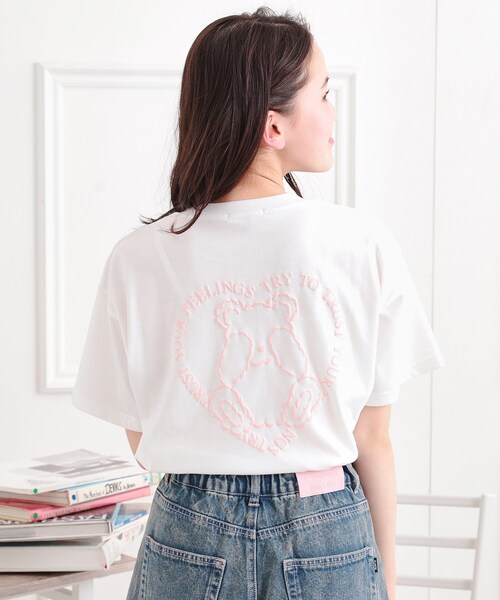 PINK-latte（ピンクラテ）の「クマちゃん半袖Tシャツ（Tシャツ/カットソー・キッズ・オフホワイト/ワインレッド/ブラック/ライトブルー/ライトパープル・13/14/15 /16）」の2枚目の写真
