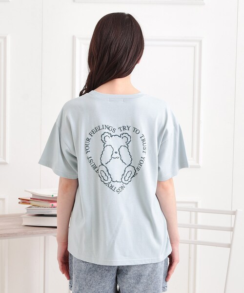 PINK-latte（ピンクラテ）の「クマちゃん半袖Tシャツ（Tシャツ/カットソー・キッズ・オフホワイト/ワインレッド/ブラック/ライトブルー/ライトパープル・13/14/15 /16）」の8枚目の写真