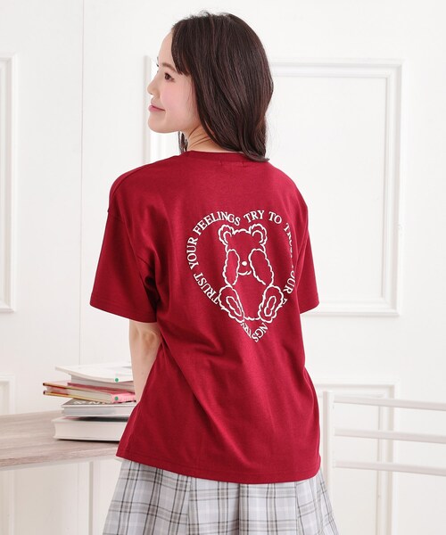 PINK-latte（ピンクラテ）の「クマちゃん半袖Tシャツ（Tシャツ/カットソー・キッズ・オフホワイト/ワインレッド/ブラック/ライトブルー/ライトパープル・13/14/15 /16）」の15枚目の写真