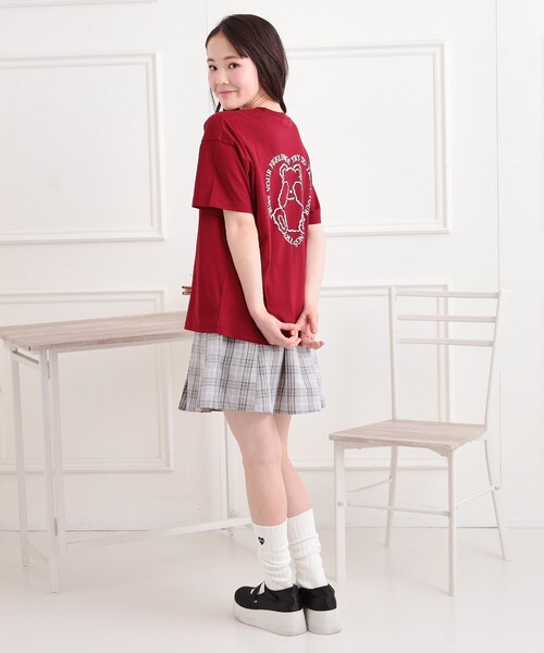 PINK-latte（ピンクラテ）の「クマちゃん半袖Tシャツ（Tシャツ/カットソー・キッズ・オフホワイト/ワインレッド/ブラック/ライトブルー/ライトパープル・13/14/15 /16）」の17枚目の写真