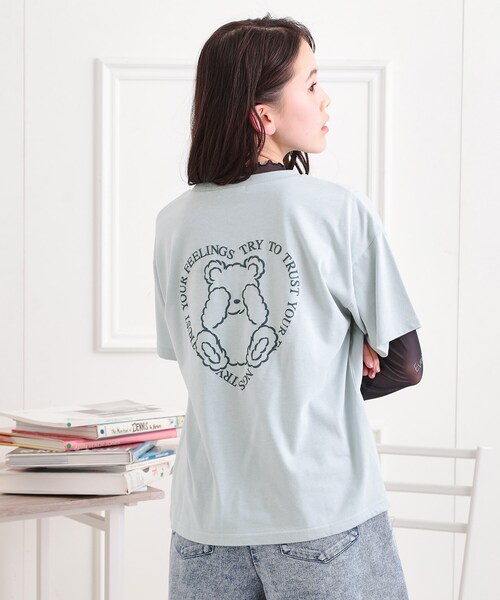 PINK-latte（ピンクラテ）の「クマちゃん半袖Tシャツ（Tシャツ/カットソー・キッズ・オフホワイト/ワインレッド/ブラック/ライトブルー/ライトパープル・13/14/15 /16）」の19枚目の写真