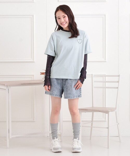 PINK-latte（ピンクラテ）の「クマちゃん半袖Tシャツ（Tシャツ/カットソー・キッズ・オフホワイト/ワインレッド/ブラック/ライトブルー/ライトパープル・13/14/15 /16）」の11枚目の写真