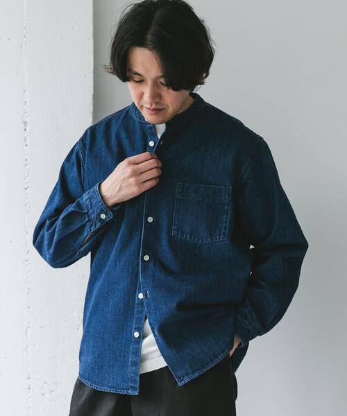 URBAN RESEARCH DOORS（アーバンリサーチドアーズ）の「デニムバンドカラーシャツ（シャツ/ブラウス・メンズ・ブルー/ワンウォッシュ/グレー/ブラック・MEDIUM/LARGE）」の8枚目の写真