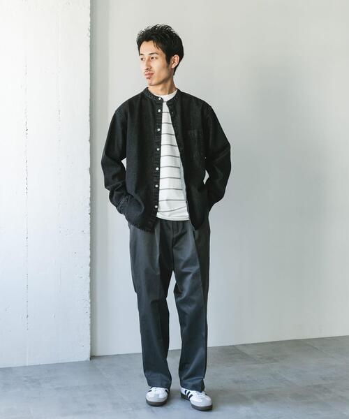 URBAN RESEARCH DOORS（アーバンリサーチドアーズ）の「デニムバンドカラーシャツ（シャツ/ブラウス・メンズ・ブルー/ワンウォッシュ/グレー/ブラック・MEDIUM/LARGE）」の5枚目の写真