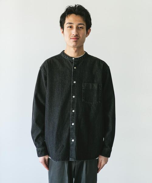 URBAN RESEARCH DOORS（アーバンリサーチドアーズ）の「デニムバンドカラーシャツ（シャツ/ブラウス・メンズ・ブルー/ワンウォッシュ/グレー/ブラック・MEDIUM/LARGE）」の7枚目の写真
