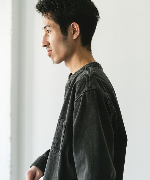 URBAN RESEARCH DOORS（アーバンリサーチドアーズ）の「デニムバンドカラーシャツ（シャツ/ブラウス・メンズ・ブルー/ワンウォッシュ/グレー/ブラック・MEDIUM/LARGE）」の12枚目の写真