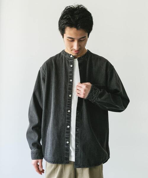 URBAN RESEARCH DOORS（アーバンリサーチドアーズ）の「デニムバンドカラーシャツ（シャツ/ブラウス・メンズ・ブルー/ワンウォッシュ/グレー/ブラック・MEDIUM/LARGE）」の16枚目の写真