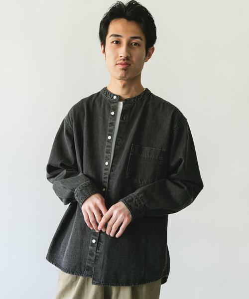 URBAN RESEARCH DOORS（アーバンリサーチドアーズ）の「デニムバンドカラーシャツ（シャツ/ブラウス・メンズ・ブルー/ワンウォッシュ/グレー/ブラック・MEDIUM/LARGE）」の17枚目の写真
