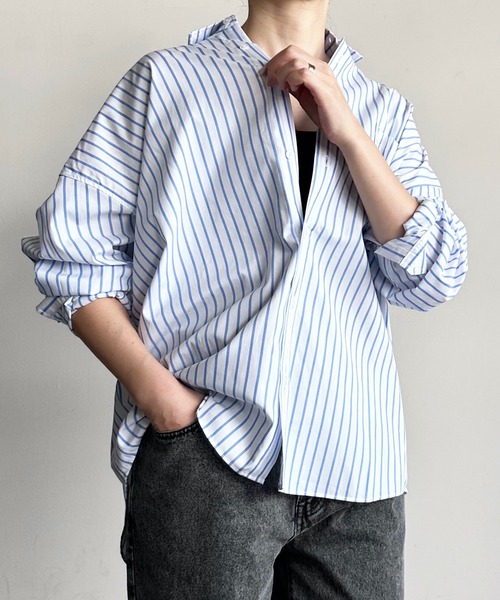 Magine（マージン）の「【SELECT】IR:ビッグサイズ レギュラーカラー シャツ L/S（シャツ/ブラウス・メンズ・イエロー/ホワイト×ブルー/ブラック/グレイッシュベージュ/ホワイト/グリーン/サックスブルー/ブラック×ホワイト・L/XL/M）」の3枚目の写真