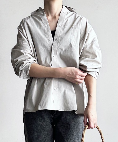 Magine（マージン）の「【SELECT】IR:ビッグサイズ レギュラーカラー シャツ L/S（シャツ/ブラウス・メンズ・イエロー/ホワイト×ブルー/ブラック/グレイッシュベージュ/ホワイト/グリーン/サックスブルー/ブラック×ホワイト・L/XL/M）」の5枚目の写真