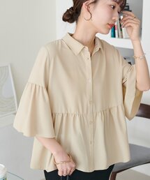 【新色追加!/WEB限定】袖フレアティアードシャツ