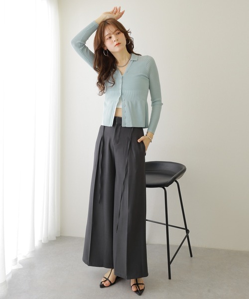 high waist tuck wide pants /ハイウエスト ベルト付き タック