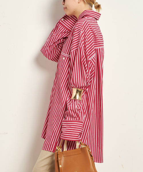 PROVOKE (プロヴォーク)の「【PROVOKE/プロヴォーク】super bnig stripe shirt(シャツ/ブラウス・レディース・レッド・FREE)」の2枚目の写真