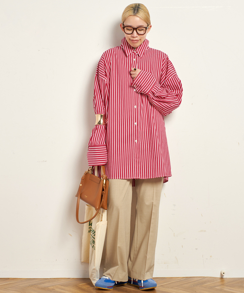 PROVOKE (プロヴォーク)の「【PROVOKE/プロヴォーク】super bnig stripe shirt(シャツ/ブラウス・レディース・レッド・FREE)」の4枚目の写真