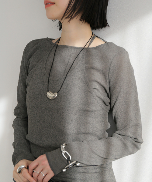 journal standard L'essage（ジャーナルスタンダードレサージュ）の「DRYリブセットアッププルオーバー（Tシャツ/カットソー・レディース・グレー/アイボリー・FREE）」の10枚目の写真