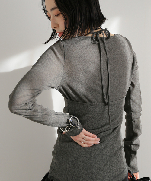 journal standard L'essage（ジャーナルスタンダードレサージュ）の「DRYリブセットアッププルオーバー（Tシャツ/カットソー・レディース・グレー/アイボリー・FREE）」の9枚目の写真