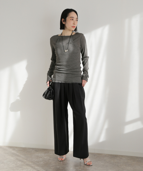 journal standard L'essage（ジャーナルスタンダードレサージュ）の「DRYリブセットアッププルオーバー（Tシャツ/カットソー・レディース・グレー/アイボリー・FREE）」の6枚目の写真