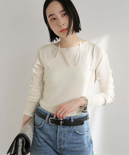 journal standard L'essage（ジャーナルスタンダードレサージュ）の「DRYリブセットアッププルオーバー（Tシャツ/カットソー・レディース・グレー/アイボリー・FREE）」の3枚目の写真