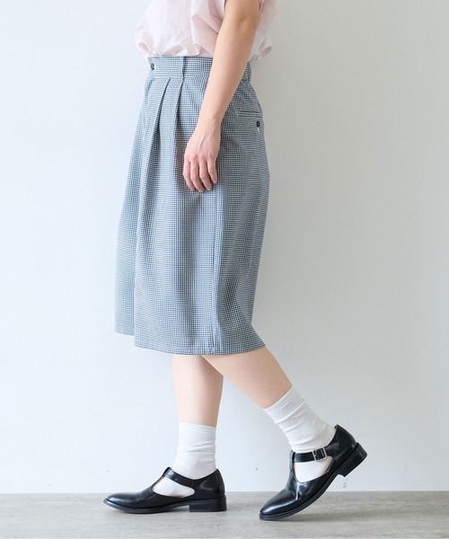 ❋美品 t.b ギンガムチェック デザインパンツ ❋ センソユニコ 綿 麻 セール】ギンガムチェック ハーフパンツ（その他パンツ）｜yuni