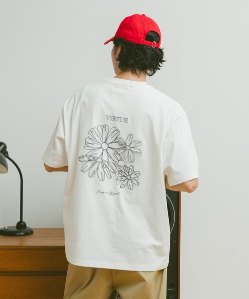 RAGEBLUE(レイジブルー)の「フラワー刺繍/オーバーサイズTシャツ(Tシャツ/カットソー・メンズ・オフホワイト/ブルー/ブラック/ベージュ・MEDIUM/LARGE)」の9枚目の写真