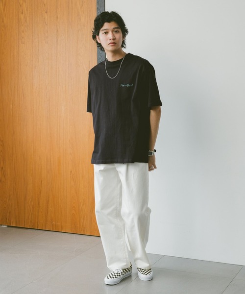 RAGEBLUE(レイジブルー)の「フラワー刺繍/オーバーサイズTシャツ(Tシャツ/カットソー・メンズ・オフホワイト/ブルー/ブラック/ベージュ・MEDIUM/LARGE)」の10枚目の写真