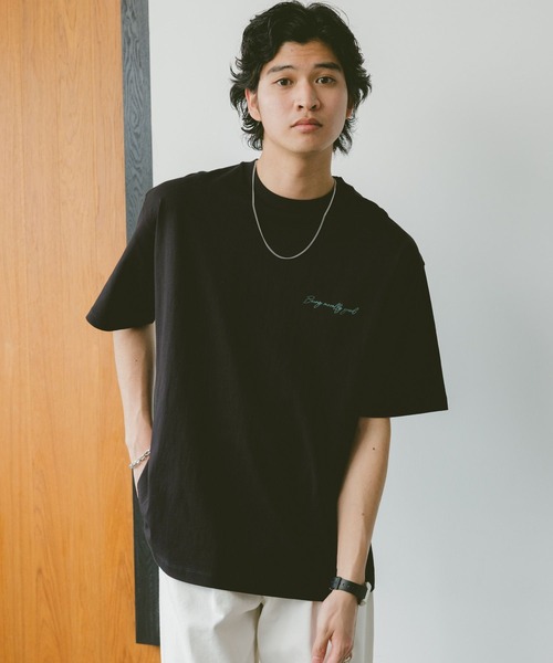 RAGEBLUE(レイジブルー)の「フラワー刺繍/オーバーサイズTシャツ(Tシャツ/カットソー・メンズ・オフホワイト/ブルー/ブラック/ベージュ・MEDIUM/LARGE)」の11枚目の写真