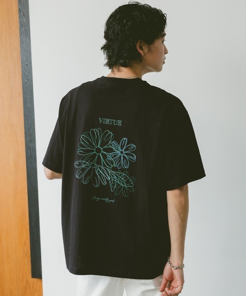 RAGEBLUE(レイジブルー)の「フラワー刺繍/オーバーサイズTシャツ(Tシャツ/カットソー・メンズ・オフホワイト/ブルー/ブラック/ベージュ・MEDIUM/LARGE)」の12枚目の写真