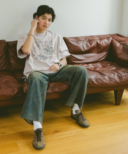 RAGEBLUE(レイジブルー)の「フラワー刺繍/オーバーサイズTシャツ(Tシャツ/カットソー・メンズ・オフホワイト/ブルー/ブラック/ベージュ・MEDIUM/LARGE)」の14枚目の写真