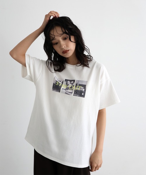 hellam(へラム)の「ネオンロゴフォトプリントTシャツ(Tシャツ/カットソー・レディース・ホワイト×グリーン/ホワイト×ブルー/ホワイト×イエロー・FREE)」の19枚目の写真