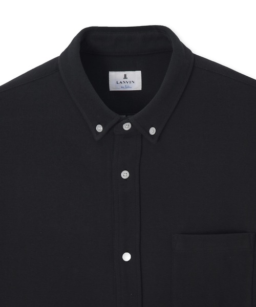 LANVIN en Bleu（ランバンオンブルー）の「速乾・防シワ 「COOLFIBER」 台衿付 ビジカジ対応 綺麗目 鹿の子シャツ（シャツ/ブラウス・メンズ・ブラック/ブルー/ホワイト/ネイビー・46/48/50/52）」の21枚目の写真