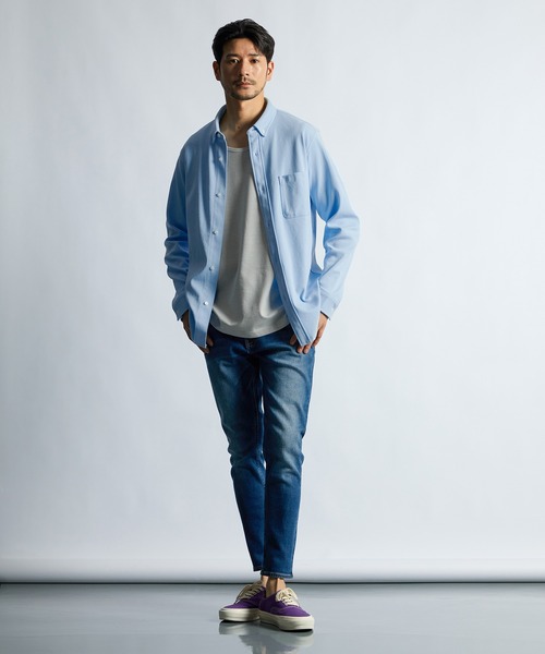 LANVIN en Bleu（ランバンオンブルー）の「速乾・防シワ 「COOLFIBER」 台衿付 ビジカジ対応 綺麗目 鹿の子シャツ（シャツ/ブラウス・メンズ・ブラック/ブルー/ホワイト/ネイビー・46/48/50/52）」の12枚目の写真