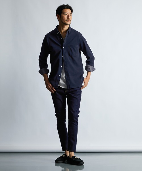 LANVIN en Bleu（ランバンオンブルー）の「速乾・防シワ 「COOLFIBER」 台衿付 ビジカジ対応 綺麗目 鹿の子シャツ（シャツ/ブラウス・メンズ・ブラック/ブルー/ホワイト/ネイビー・46/48/50/52）」の10枚目の写真