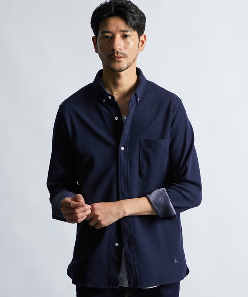 LANVIN en Bleu（ランバンオンブルー）の「速乾・防シワ 「COOLFIBER」 台衿付 ビジカジ対応 綺麗目 鹿の子シャツ（シャツ/ブラウス・メンズ・ブラック/ブルー/ホワイト/ネイビー・46/48/50/52）」の9枚目の写真