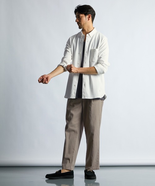 LANVIN en Bleu（ランバンオンブルー）の「速乾・防シワ 「COOLFIBER」 台衿付 ビジカジ対応 綺麗目 鹿の子シャツ（シャツ/ブラウス・メンズ・ブラック/ブルー/ホワイト/ネイビー・46/48/50/52）」の6枚目の写真