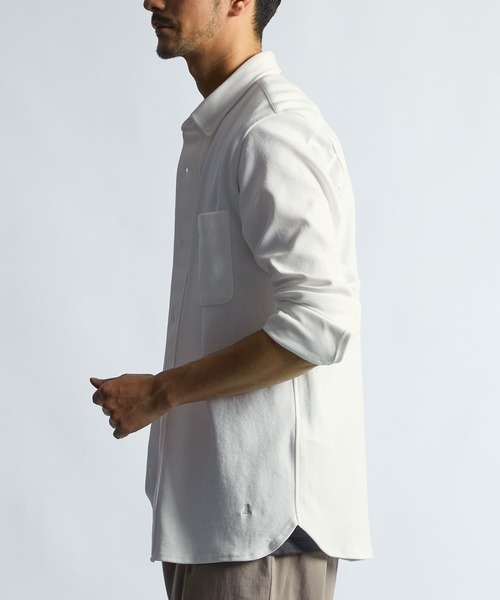 LANVIN en Bleu（ランバンオンブルー）の「速乾・防シワ 「COOLFIBER」 台衿付 ビジカジ対応 綺麗目 鹿の子シャツ（シャツ/ブラウス・メンズ・ブラック/ブルー/ホワイト/ネイビー・46/48/50/52）」の13枚目の写真