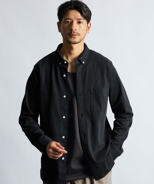 LANVIN en Bleu（ランバンオンブルー）の「速乾・防シワ 「COOLFIBER」 台衿付 ビジカジ対応 綺麗目 鹿の子シャツ（シャツ/ブラウス・メンズ・ブラック/ブルー/ホワイト/ネイビー・46/48/50/52）」の7枚目の写真