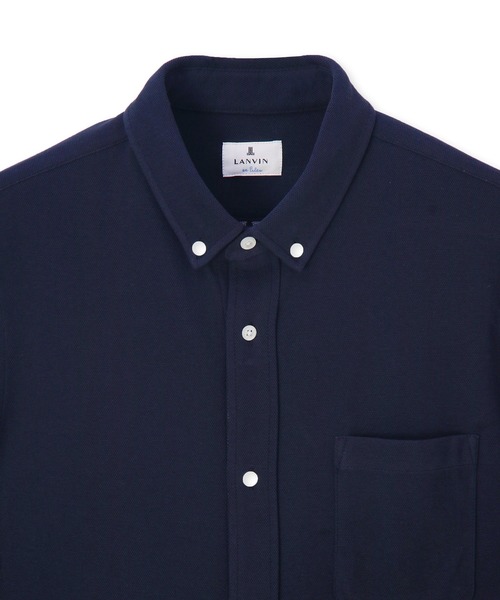 LANVIN en Bleu（ランバンオンブルー）の「速乾・防シワ 「COOLFIBER」 台衿付 ビジカジ対応 綺麗目 鹿の子シャツ（シャツ/ブラウス・メンズ・ブラック/ブルー/ホワイト/ネイビー・46/48/50/52）」の22枚目の写真