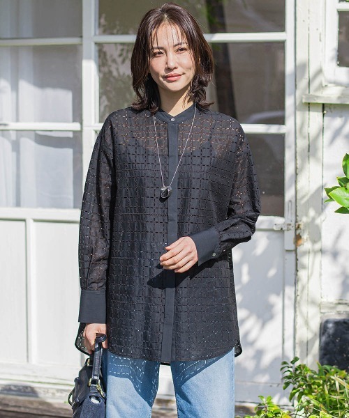 美品　LAUTREAMONT レースチュニックブラウス セール】レースチュニックブラウス≪洗濯機で洗える≫（シャツ