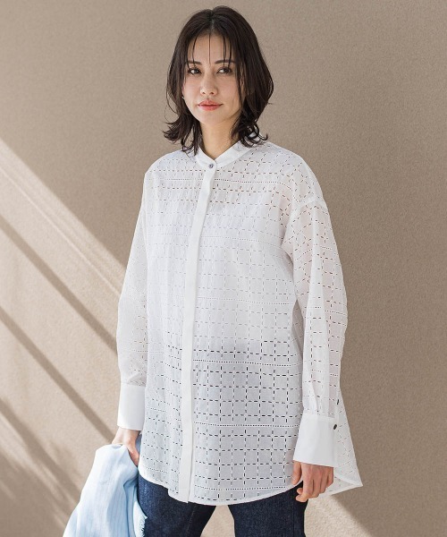 LAUTREAMONT(ロートレアモン)の「レースチュニックブラウス≪洗濯機で洗える≫(シャツ/ブラウス・レディース・ホワイト/ブラック・9号)」の3枚目の写真