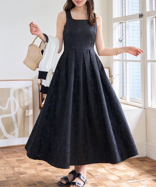 セール】ジャガードスクエアネックドレス（ワンピース）｜KOBE LETTUCE