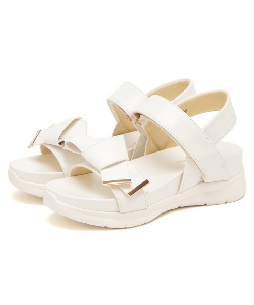 JELLY BEANS（ジェリービーンズ）の「【厚底】【スポサン】ダブルベルト2WAYリボンスポーツサンダル(215-53159)JELLY BEANS(ジェリービーンズ)（サンダル・レディース・ブラック/アイボリー/マルチ・S/M/L）」の4枚目の写真