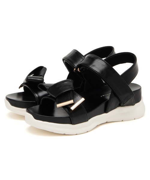 JELLY BEANS（ジェリービーンズ）の「【厚底】【スポサン】ダブルベルト2WAYリボンスポーツサンダル(215-53159)JELLY BEANS(ジェリービーンズ)（サンダル・レディース・ブラック/アイボリー/マルチ・S/M/L）」の5枚目の写真