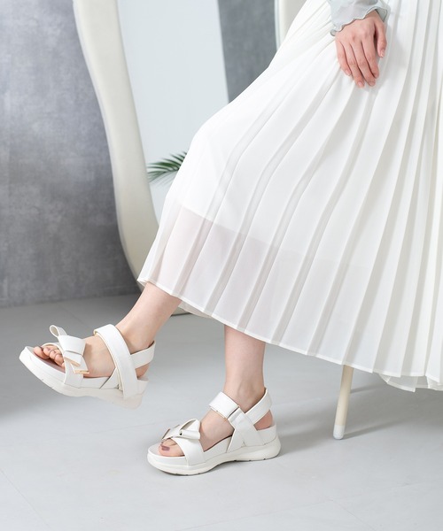 JELLY BEANS（ジェリービーンズ）の「【厚底】【スポサン】ダブルベルト2WAYリボンスポーツサンダル(215-53159)JELLY BEANS(ジェリービーンズ)（サンダル・レディース・ブラック/アイボリー/マルチ・S/M/L）」の14枚目の写真